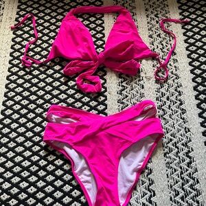 Brand new super cute hot pink wrap bikini!!